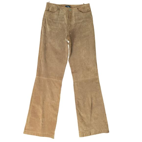 Vintage Mossimo Brown Suede Bootcut 100% Leather Pants Y2K - Size 433 - Picture 1 of 8